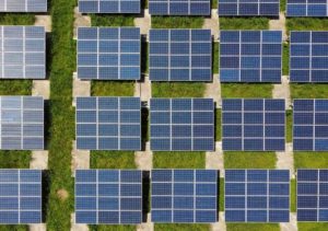 solar power plant pictured from above